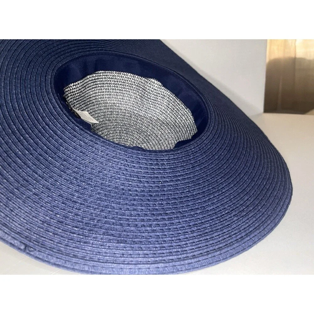L’Atelier Du Sac Made in Italy Blue White Paper Straw Wide Brim Sun Hat